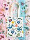 Bolso con estampado Folk color crema