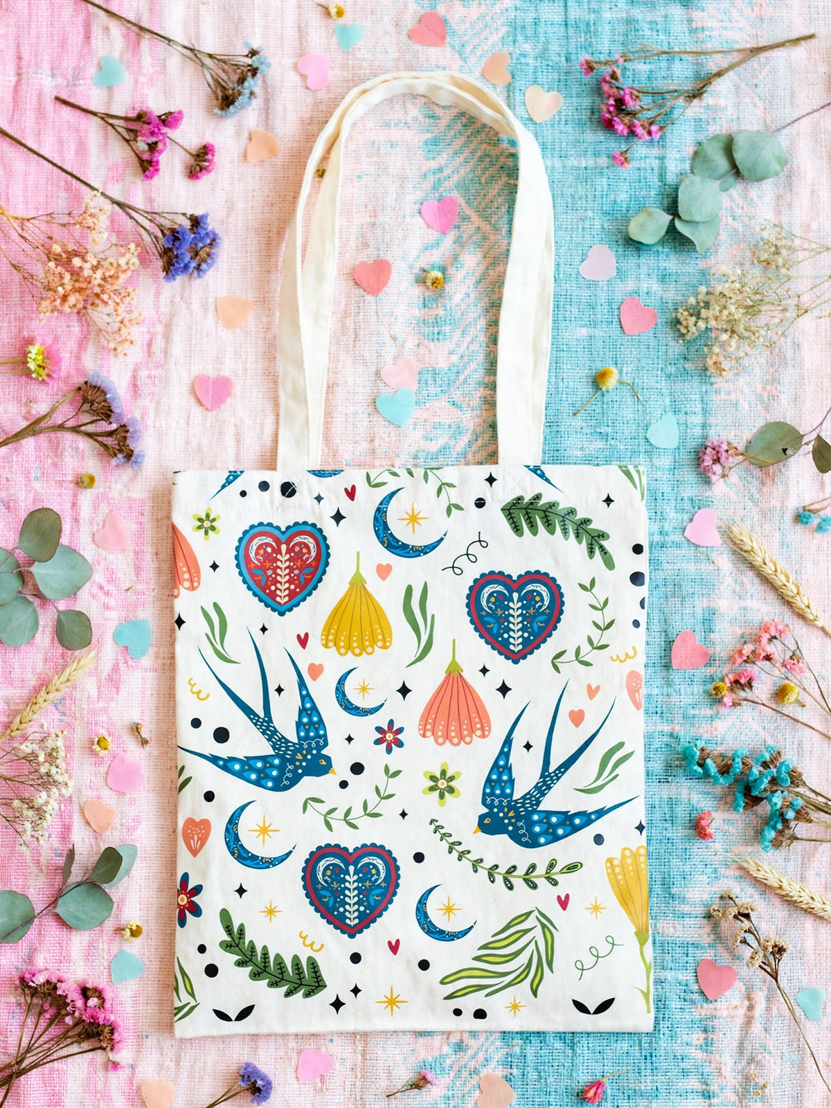 BOLSO CON ESTAMPADO FOLK EN COLOR CREMA